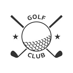 Wall Mural - Golf club logo, badge or icon with crossed golf clubs and ball. Vector illustration.  