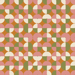 Poster - Geometric seamless pattern. Vector background with simple shapes like semi cirles and squares in neutral muted pastel colors.