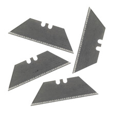 Group Of Drywall Razor Blades Isolated On A White Background Top View.