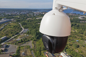 Controlled speed dome PTZ camera in outdoors