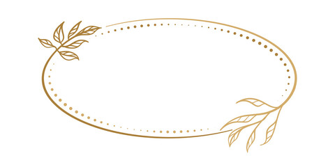 Wall Mural - vector horizontal oval dotted frame with floral decoration