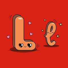 Letter L kawaii style. Character of the alphabet