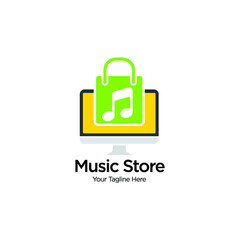 Sticker - Music Logo. Sound Melody Note Vector Key Symbol. Music Store Logo concept. 