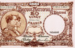 King Albert I and Queen Elisabeth. Portrait from Belgium 20 Francs 1944 Banknotes.