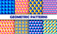 Set Of Vector Geometric Seamless Pattern. Endless Texture.