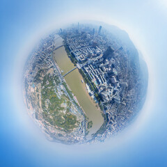 Fototapete - little planet image of lanzhou cityscape