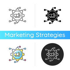 Sticker - Viral marketing icon. Business strategy that uses existing social networks to promote company products or services. Linear black and RGB color styles. Isolated vector illustrations