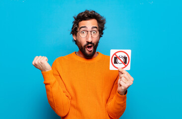 young bearded man forbidden photo concept