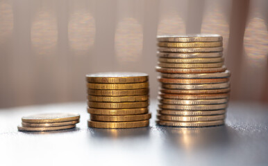 Close up of metal coins.