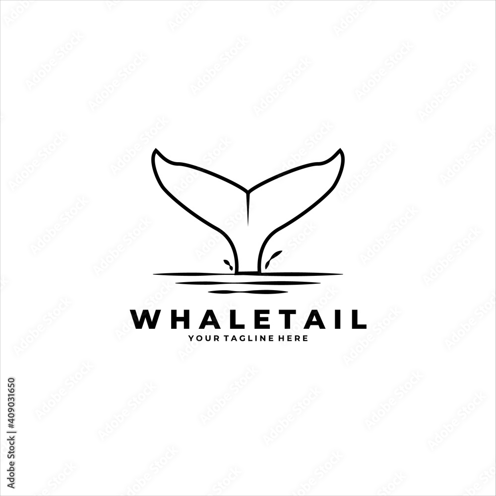 whale tail line art minimalist vector logo illustration design Stock ...