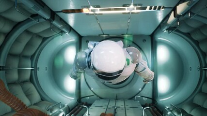 Wall Mural - somewhere in distant space, an astronaut hovers inside his spaceship. the animation is for fantastic