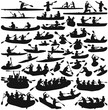 kayak canoe and inflatable boats isolated silhouette vector collection