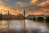 Fototapeta Big Ben - The Big Ben The Palace and the Bridge of Westminster in London at sunset - the United Kingdom Big Ben