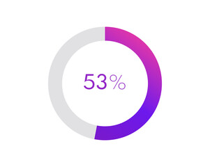 53 percent pie chart. Circle diagram business illustration, Percentage vector infographics