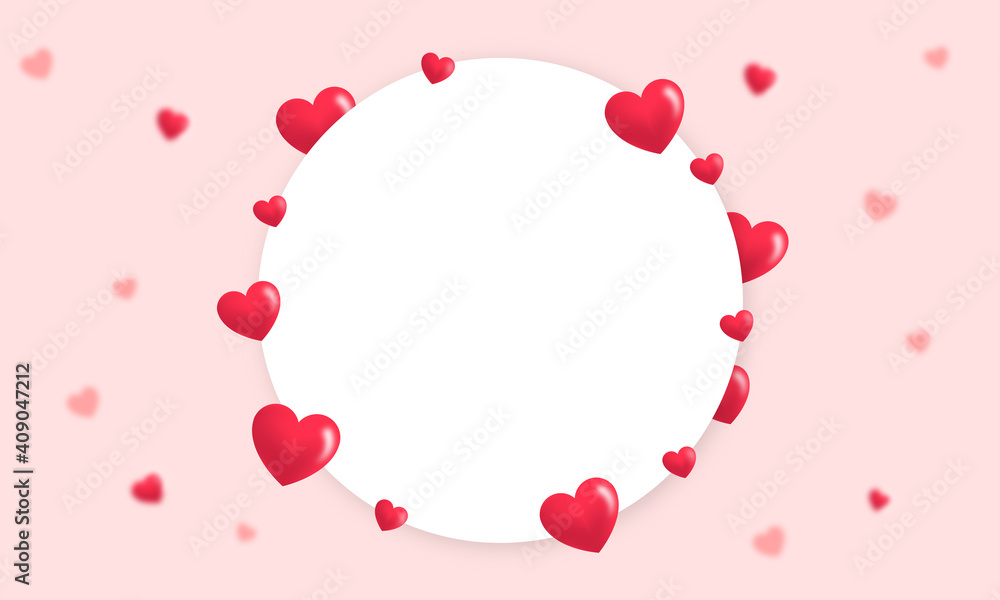 Marco de corazones románticos para el día de san valentín con espacio de texto - obrazy, fototapety, plakaty 