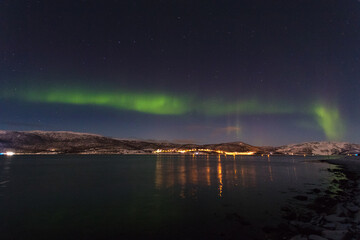 northern lights over village