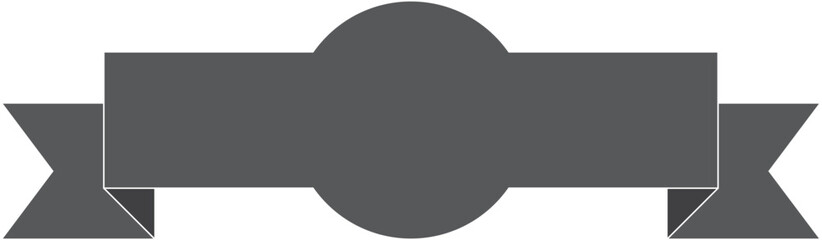 gray ribbon banner label on white background	