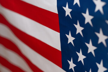 American flag as a background. Blurred background.