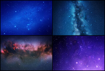 Canvas Print - night starry sky and milky way. stars and nebula. space background set