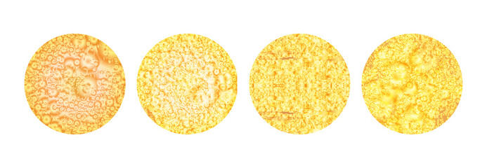 Set of gold glittering story highlight cover icons. Abstract background with golden glitter textured circle shape. Stylish golden foil highlight cover for social media stories.