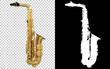 Saxophone close-up scene isolated on background with mask. Ideal for large publications or printing. 3d rendering - illustration