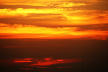 Sunset view in the village farm field.