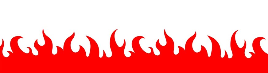 Fire flame frame border. Burning fire decoration element. Vector illustration