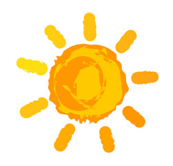 Wall Mural - orange sun symbol painted. cartoon sun icon. vector illustration.