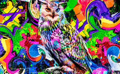 illustration of an owl on a branch