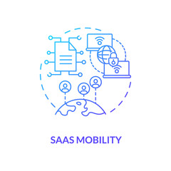Wall Mural - saas mobility concept icon. software as service argument idea thin line illustration. cloud computin