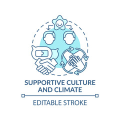 Wall Mural - supportive culture and climate concept icon. co-design idea thin line illustration. sharing learning