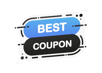 Wall Mural - Best Coupon isolated blue flat banner on white background. Vector illustration.