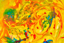 Closeup Of Yellow Abstract Oil Painted Waves - Perfect For Wallpapers