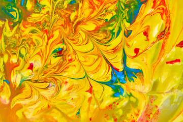 Sticker - Closeup of yellow abstract oil painted waves - perfect for wallpapers