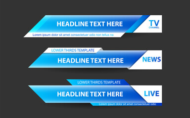 Wall Mural - set collection vector of broadcast news lower thirds template layout design banner for bar headline 