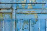 Fototapeta Młodzieżowe - Plate of rusty blue metal texture with faint color corroded with age in Sofia, Bulgaria, Eastern Europe