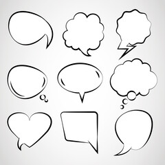 Poster - nine retro speech bubbles drawn pop art style