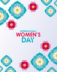 Poster - international womens day celebration poster with lettering and flowers garden