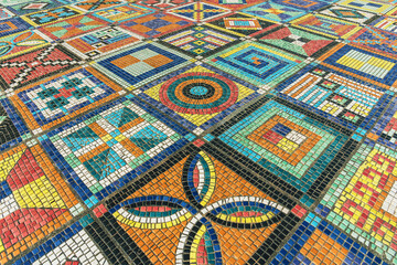 Poster - Colorful mosaic pattern on floor surface. Architecture abstract background