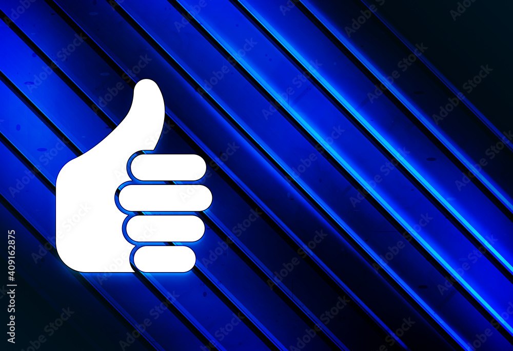 Thumbs up like icon artistic line abstract blue background illustration ...