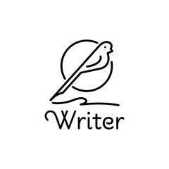 Poster - monoline style design author bird logo concept