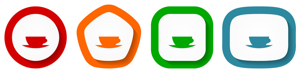 Poster - Cofeee cup vector icon set, flat design buttons on white background for webdesign and mobile applications