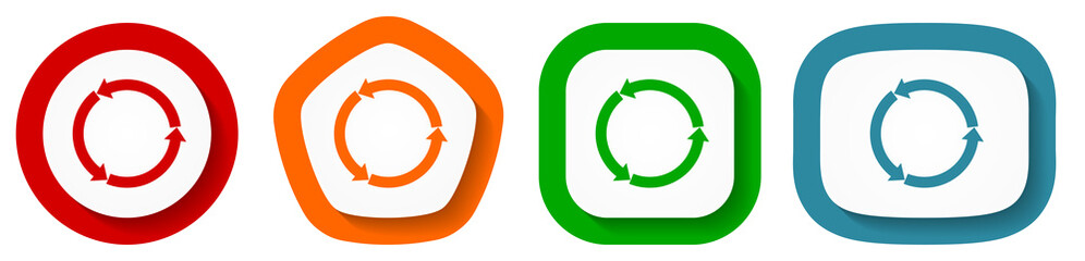 Poster - Reload web vector icon set, flat design buttons on white background for webdesign and mobile applications