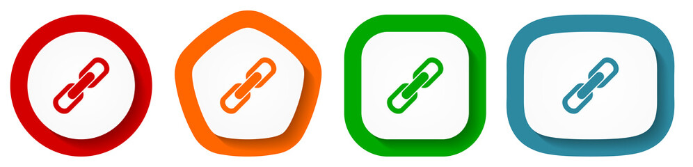 Leinwandbilder - Link vector icon set, flat design buttons on white background for webdesign and mobile applications