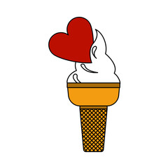 Wall Mural - Valentine Icecream With Heart Icon