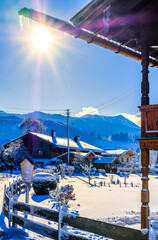 Poster - typical bavarian farmhouse near the alps