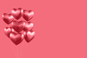 pink heart balloons isolated on pink background