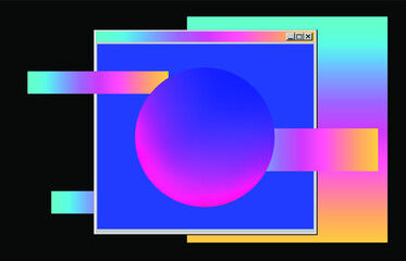 Aufkleber - Retro user interface, desktop with retrowave OS.