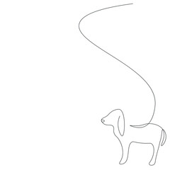 Sticker - Beagle puppy silhouette one line drawing vector illustration