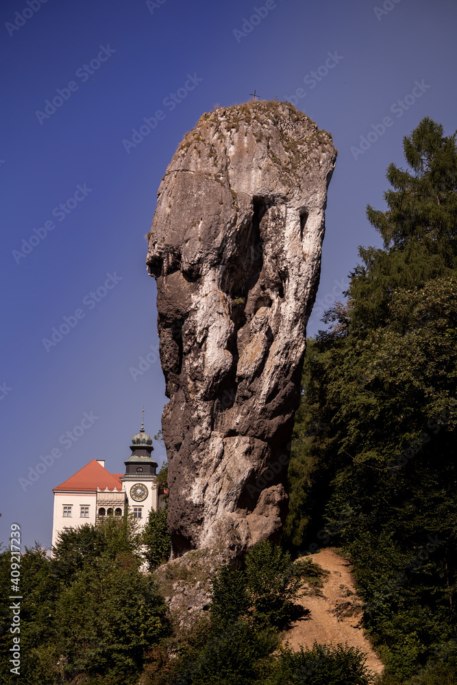 Rock called Maczuga Herkulesa in Pieskowa Skala. Ojcow National Park near Krakow - obrazy, fototapety, plakaty 